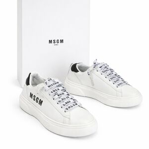 MSGM NIB New White Kids Girls Sneakers with Black Accents